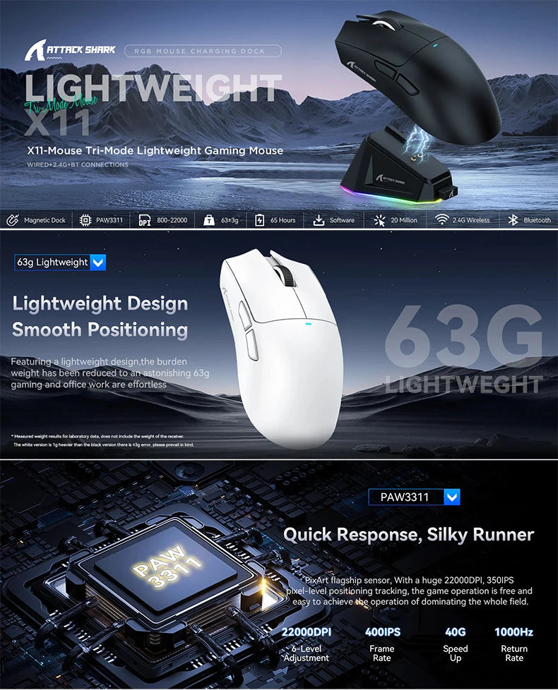 Attack Shark X11 X11se Wireless Gaming Mouse